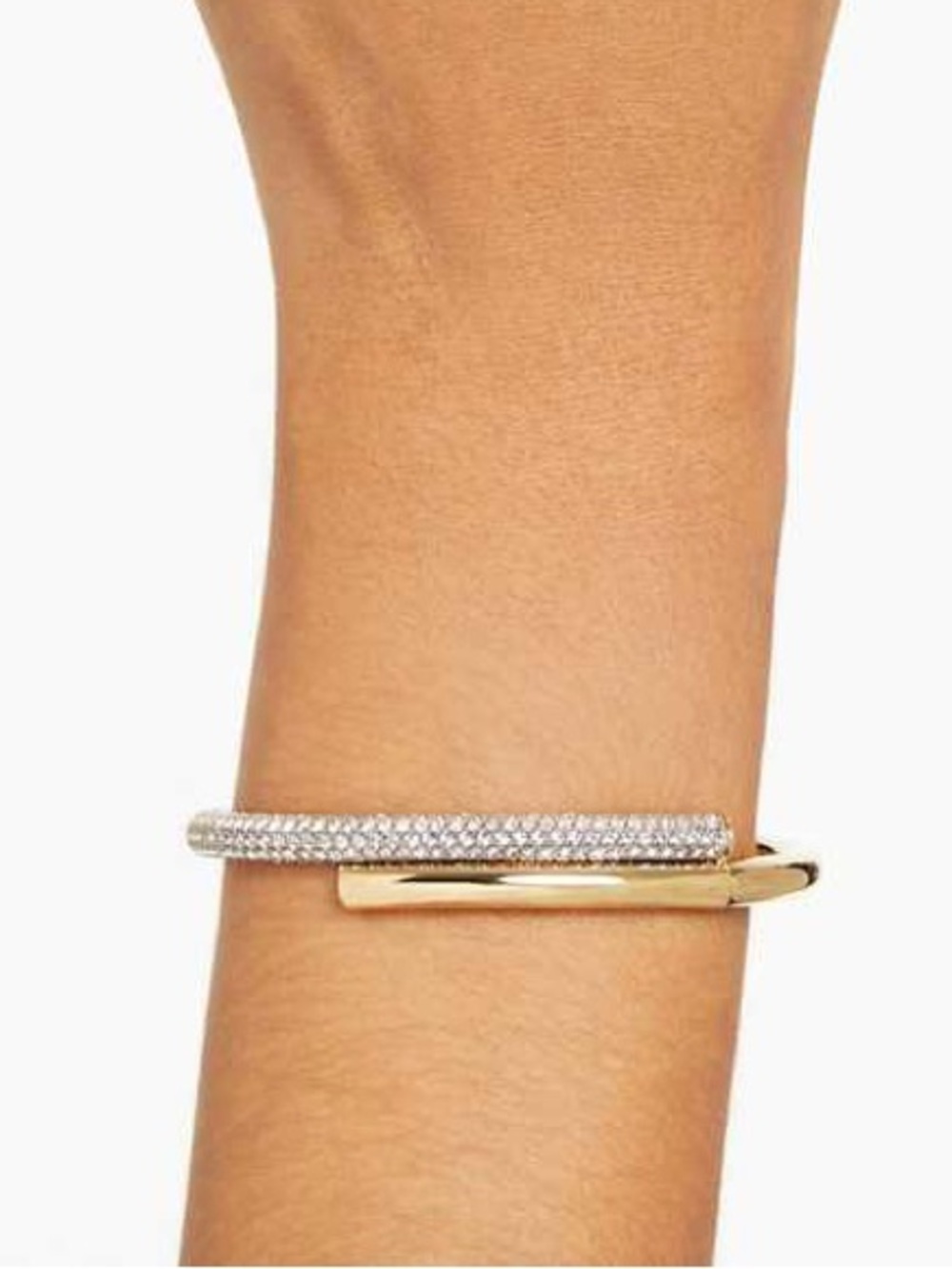 Swarovski Dextera bangle Magnetic closure White and Gold tone finish Medium